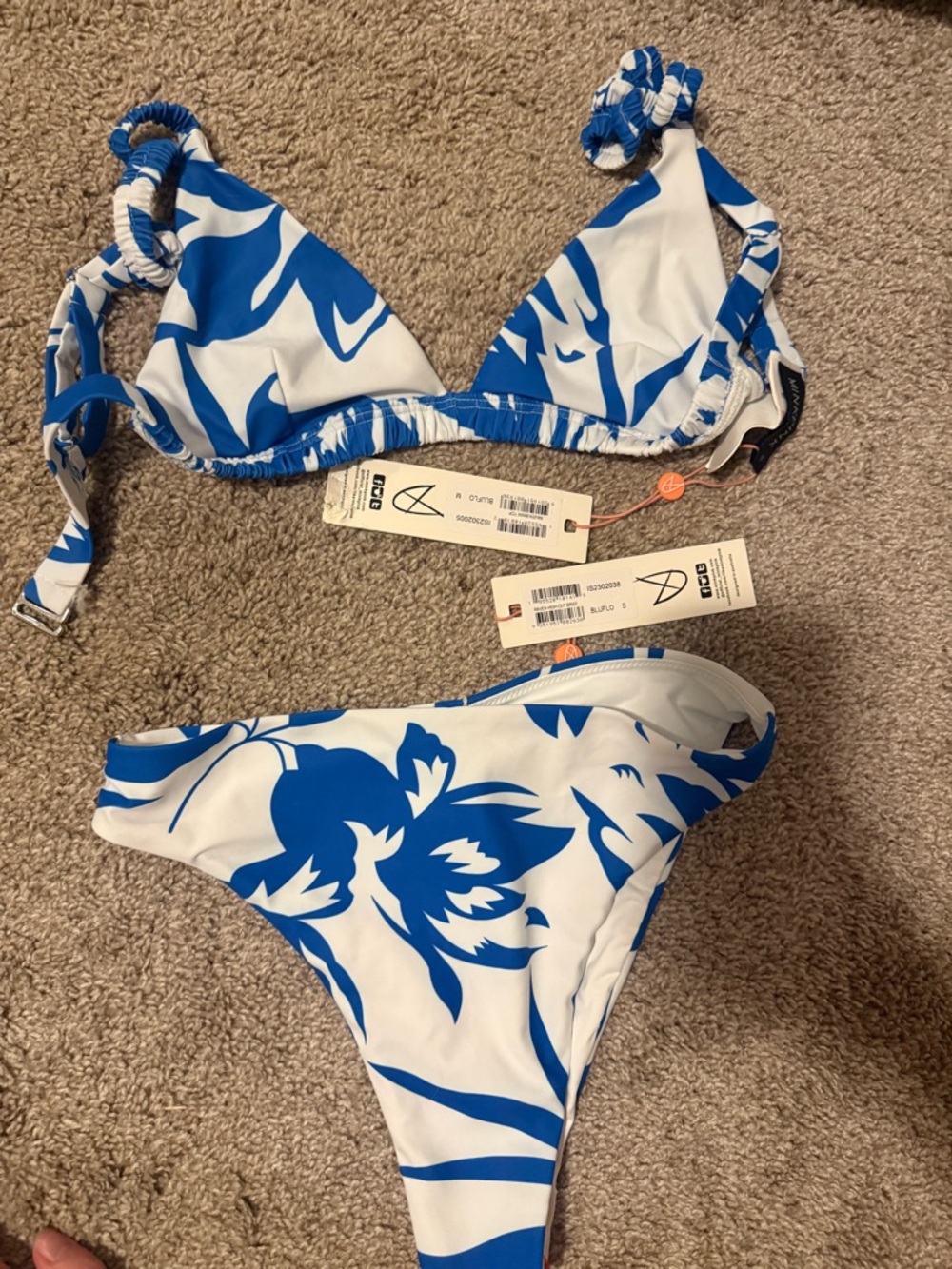 Blue & White Floral Bikini Set - Picture 2 of 6